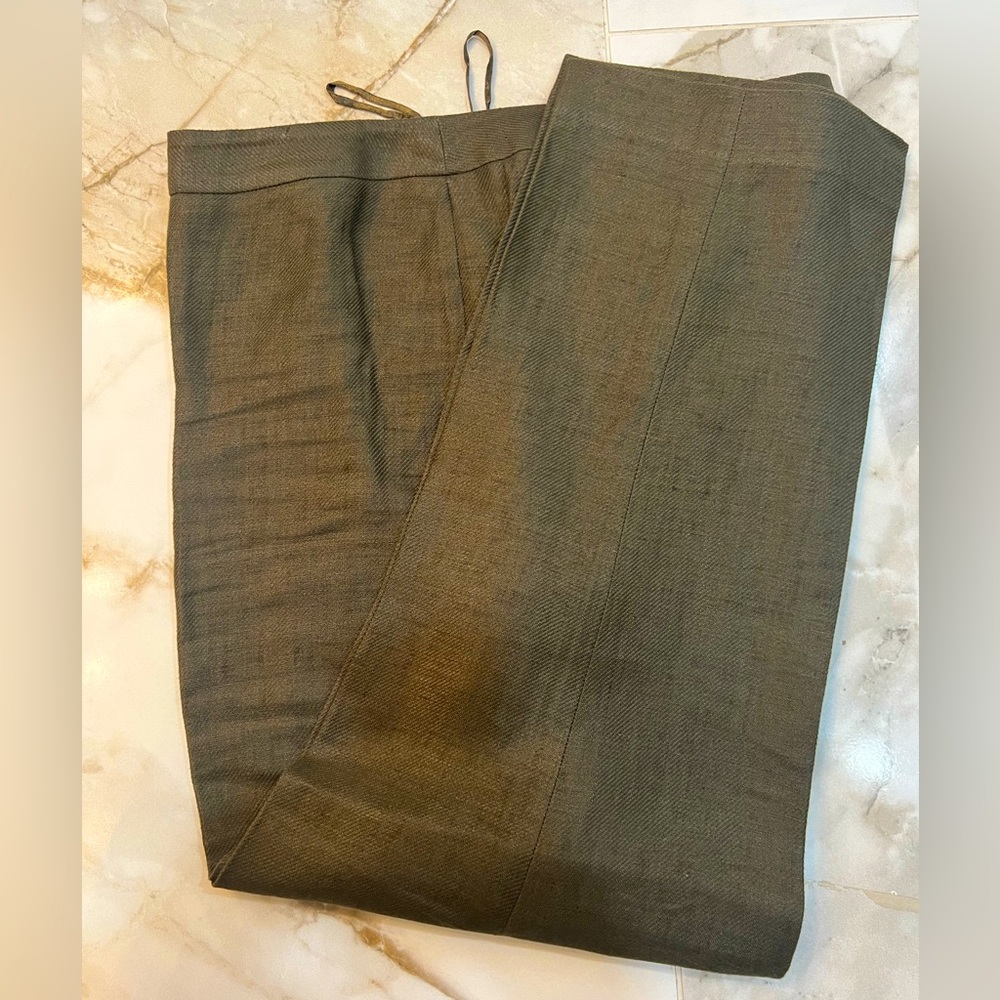 JONES NEW YORK COLLECTION 100% Linen Trouser Work Dress Pants - Green Size 16